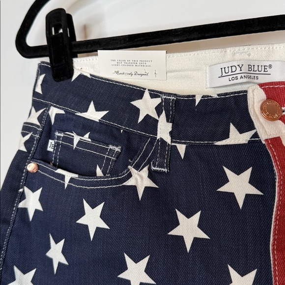 NWT Judy Blue high waist bell bottom USA flag jeans size 13/31 July 4th flare - Picture 5 of 13